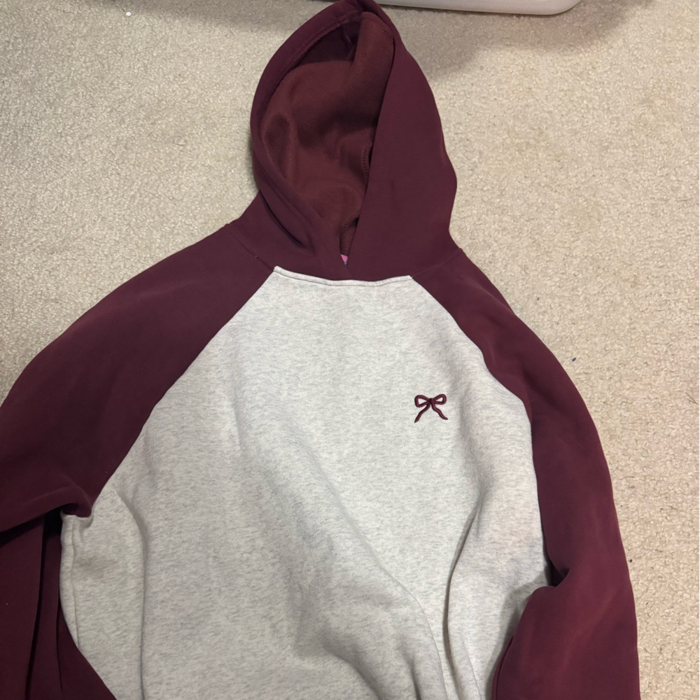 Edikted Burgundy and Gray Hoodie